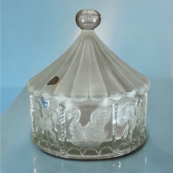 Goebel Frosted Crystal Carousel Glass Candy Dish - Picture 8 of 13